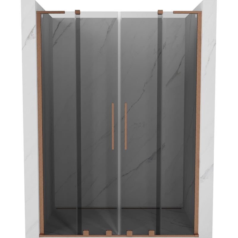 Mexen Velar L Duo 140 cm Sliding Shower Door, Graphite, Brushed Copper - 871-140-003-42-65