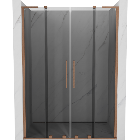 Mexen Velar L Duo 140 cm Sliding Shower Door, Graphite, Brushed Copper - 871-140-003-42-65