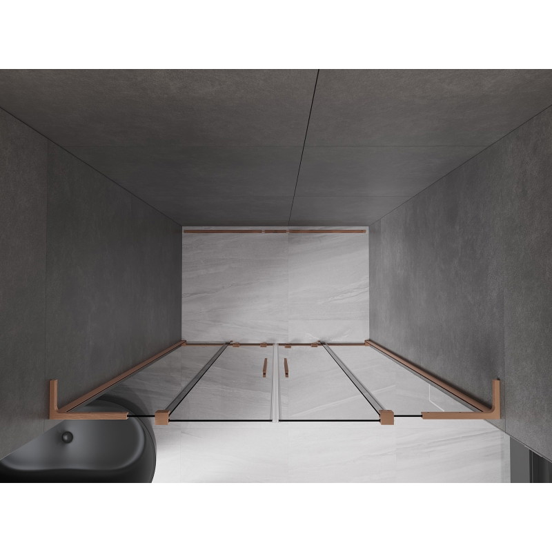 Mexen Velar L Duo 140 cm Sliding Shower Door, Graphite, Brushed Copper - 871-140-003-42-65