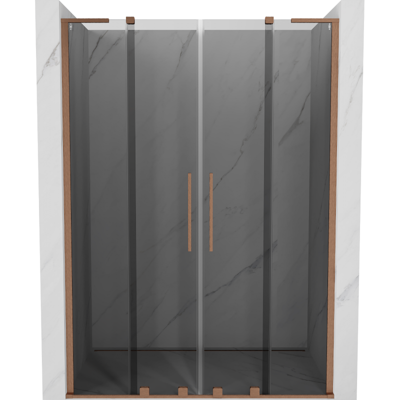 Mexen Velar L Duo porta doccia scorrevole 150 cm, grafite, rame spazzolato - 871-150-003-42-65