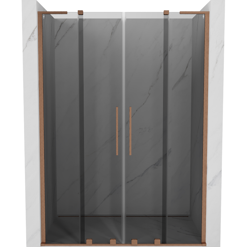 Mexen Velar L Duo schuifdouchedeur 150 cm, grafiet, geborsteld koper - 871-150-003-42-65