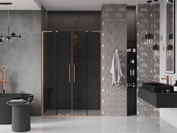 Mexen Velar L Duo drzwi prysznicowe rozsuwane 160 cm, grafit, miedź szczotkowana - 871-160-003-42-65
