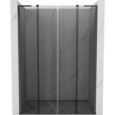 Mexen Velar L Duo Schiebetür Duschabtrennung 140 cm, Graphit, gebürstet Gun Gray - 871-140-003-42-66