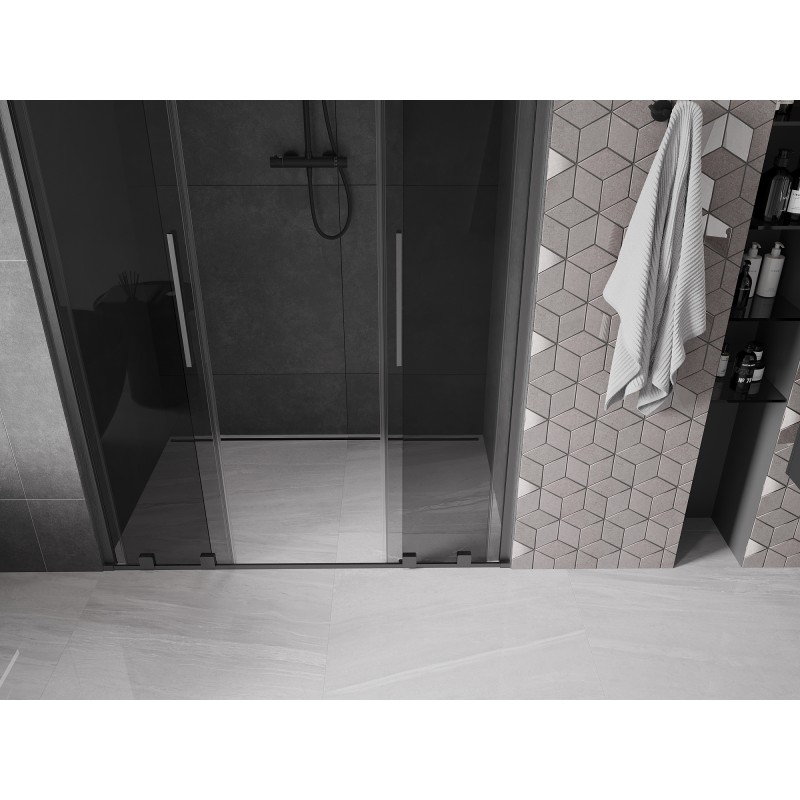 Mexen Velar L Duo drzwi prysznicowe rozsuwane 160 cm, grafit, gun gray szczotkowany - 871-160-003-42-66