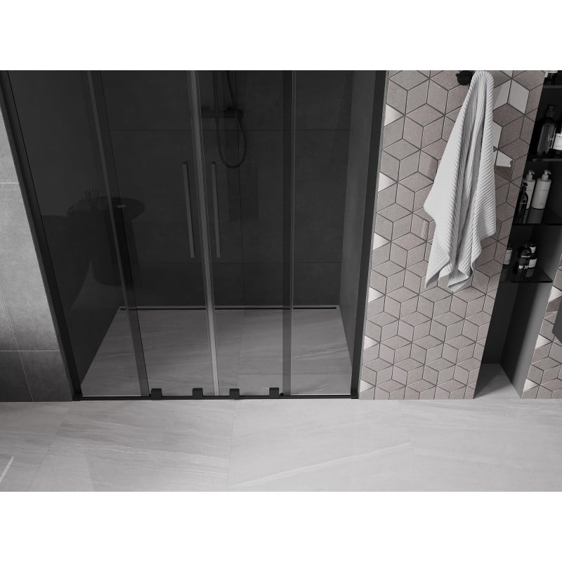 Mexen Velar L Duo drzwi prysznicowe rozsuwane 140 cm, grafit, czarne - 871-140-003-42-70