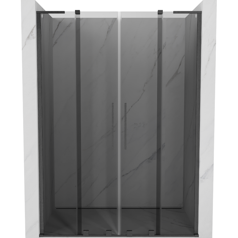 Mexen Velar L Duo sliding shower doors 160 cm, graphite, brushed gun gray - 871-160-003-42-66
