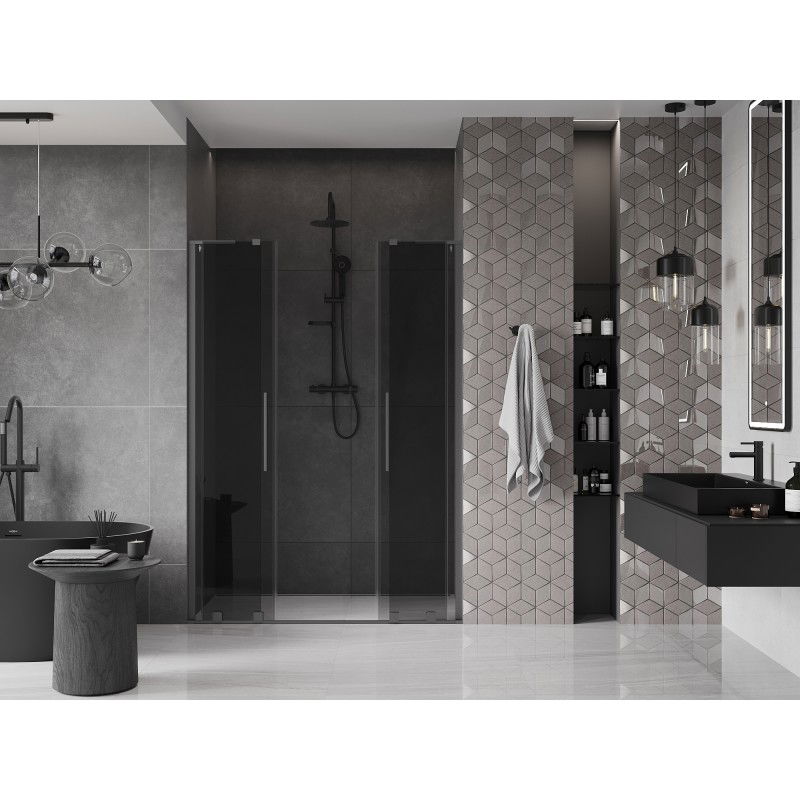Mexen Velar L Duo sliding shower door 150 cm, graphite, gun metal - 871-150-003-42-95