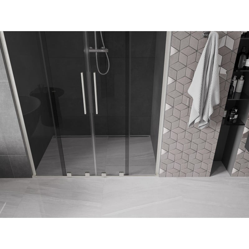 Mexen Velar L Duo sliding shower door 140 cm, graphite, brushed nickel - 871-140-003-42-97