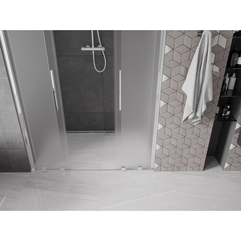 Mexen Velar L Duo sliding shower door 140 cm, frosted, chrome - 871-140-003-32-01