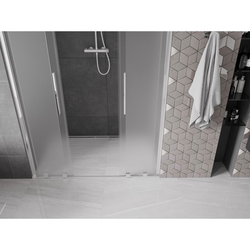 Mexen Velar L Duo drsna vrata za prho 160 cm, mat, krom - 871-160-003-32-01