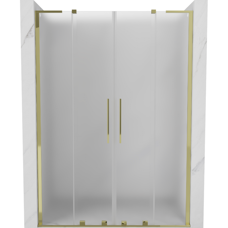 Mexen Velar L Duo drzwi prysznicowe rozsuwane 140 cm, szron, złote - 871-140-003-32-50