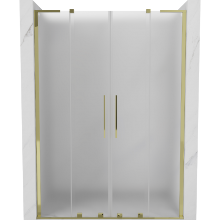 Mexen Velar L Duo Sliding Shower Door 140 cm, Frosted, Gold - 871-140-003-32-50