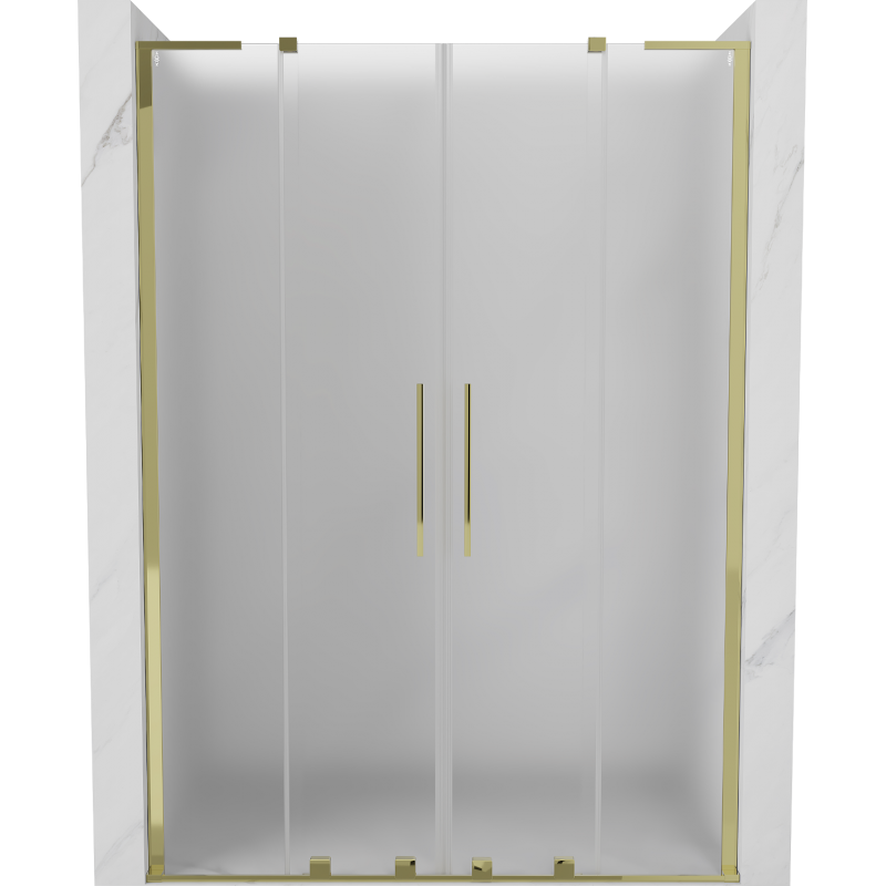 Mexen Velar L Duo sliding shower doors 160 cm, frost, gold - 871-160-003-32-50