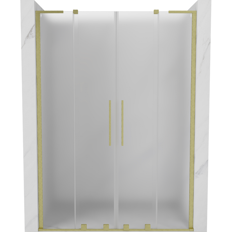 Mexen Velar L Duo portas de duche deslizantes 140 cm, fosco, dourado escovado - 871-140-003-32-55