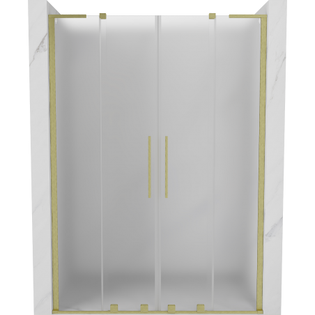 Mexen Velar L Duo Schiebeduschtüren 140 cm, Milchglas, Gold gebürstet - 871-140-003-32-55