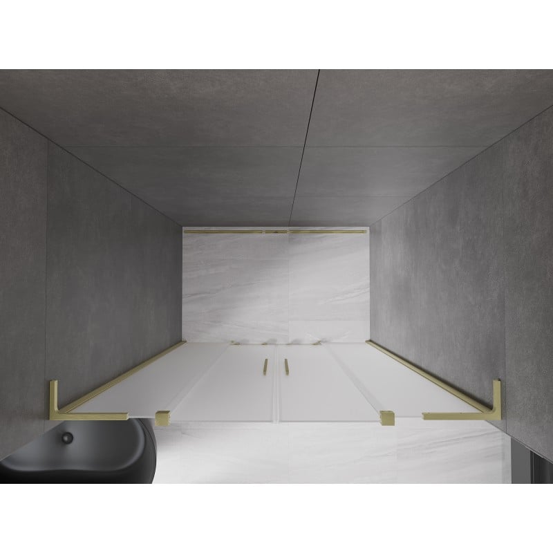 Mexen Velar L Duo sliding shower doors 160 cm, frosted, brushed gold - 871-160-003-32-55