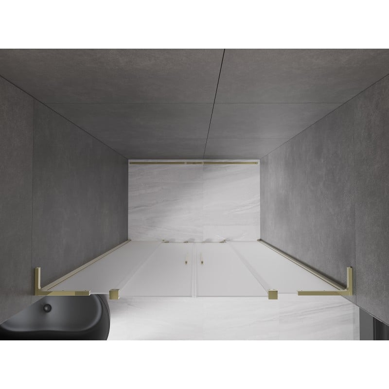 Mexen Velar L Duo Sliding Shower Door 140 cm, Frosted, Gold - 871-140-003-32-50