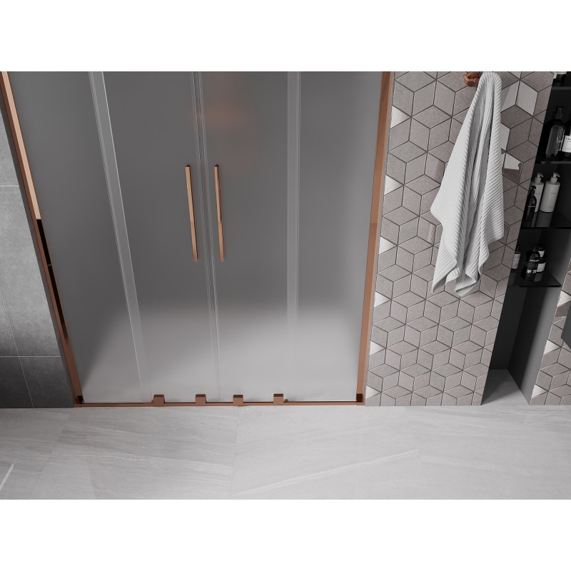 Mexen Velar L Duo drzwi prysznicowe rozsuwane 140 cm, szron, różowe złoto - 871-140-003-32-60