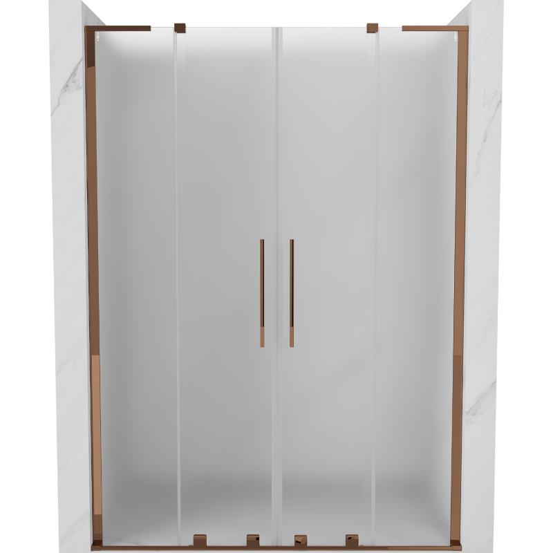 Mexen Velar L Duo portes de douche coulissantes 160 cm, givre, or rose - 871-160-003-32-60