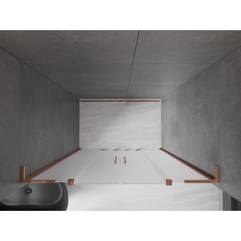 Mexen Velar L Duo porte de douche coulissantes 140 cm, verre givré, or rose - 871-140-003-32-60