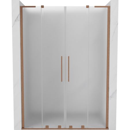 Mexen Velar L Duo 140 cm Sliding Shower Door, Frosted, Brushed Copper - 871-140-003-32-65