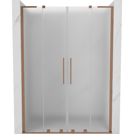 Mexen Velar L Duo Schiebetüren 140 cm, satiniertes Glas, gebürstetes Kupfer - 871-140-003-32-65