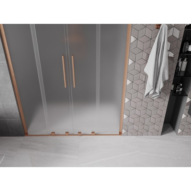 Mexen Velar L Duo drzwi prysznicowe rozsuwane 150 cm, szron, miedź szczotkowana - 871-150-003-32-65