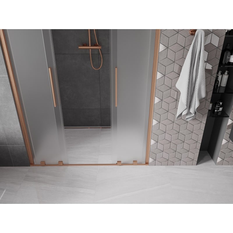 Mexen Velar L Duo drzwi prysznicowe rozsuwane 150 cm, szron, miedź szczotkowana - 871-150-003-32-65