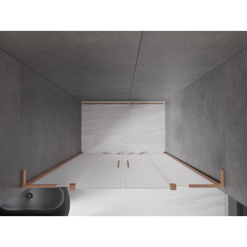Mexen Velar L Duo 160 cm Sliding Shower Door, Frosted, Brushed Copper - 871-160-003-32-65
