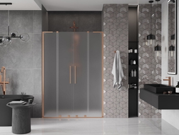 Mexen Velar L Duo drzwi prysznicowe rozsuwane 150 cm, szron, miedź szczotkowana - 871-150-003-32-65