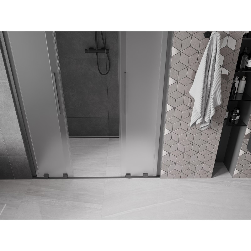 Mexen Velar L Duo drzwi prysznicowe rozsuwane 140 cm, szron, gun gray szczotkowany - 871-140-003-32-66