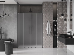 Mexen Velar L Duo Schiebetür Dusche 150 cm, matt, gebürstetes Gun Gray - 871-150-003-32-66
