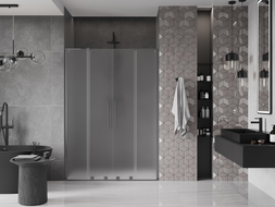 Mexen Velar L Duo drzwi prysznicowe rozsuwane 140 cm, szron, gun gray szczotkowany - 871-140-003-32-66