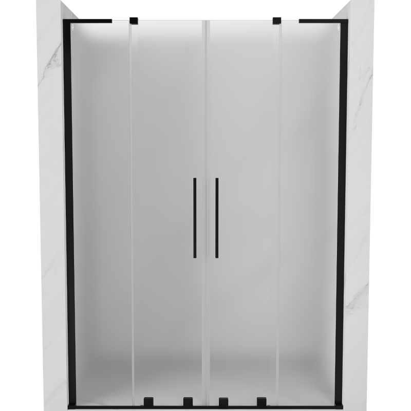 Mexen Velar L Duo drzwi prysznicowe rozsuwane 150 cm, szron, czarne - 871-150-003-32-70