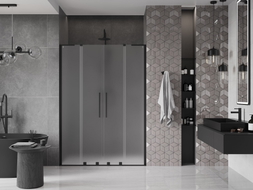 Mexen Velar L Duo drzwi prysznicowe rozsuwane 140 cm, szron, czarne - 871-140-003-32-70