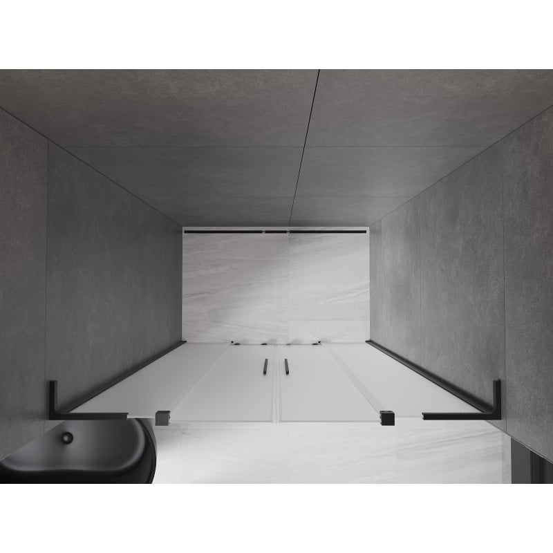 Mexen Velar L Duo porte de douche coulissantes 140 cm, givré, noir - 871-140-003-32-70