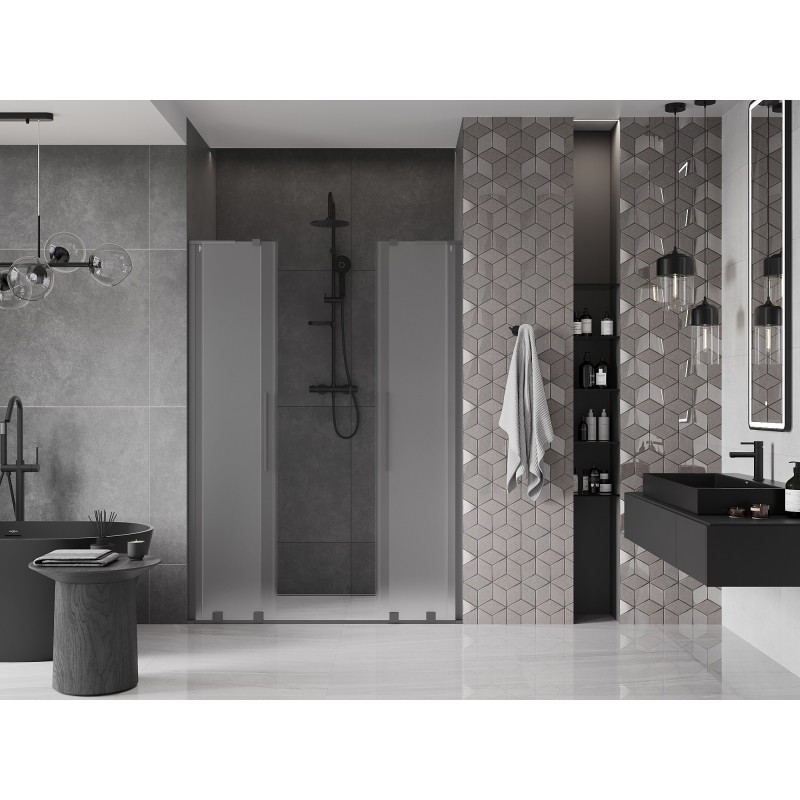 Mexen Velar L Duo lükanduvad duššuks 150 cm, härmas, püssmetall - 871-150-003-32-95