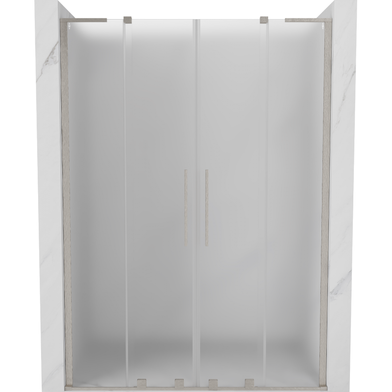 Mexen Velar L Duo skjutbara duschdörrar 160 cm, frost, borstad nickel - 871-160-003-32-97