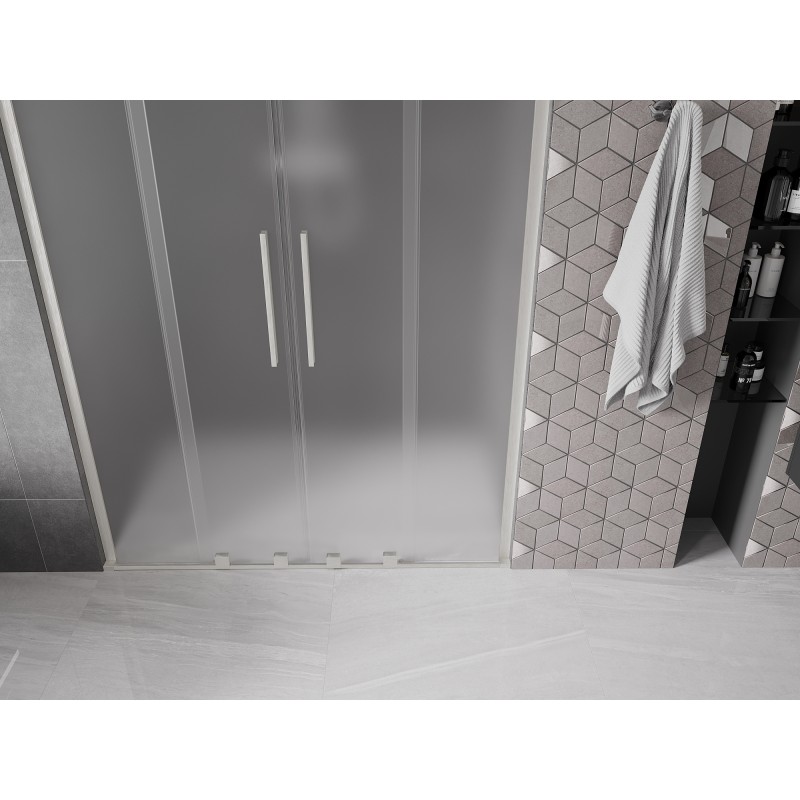 Mexen Velar L Duo drzwi prysznicowe rozsuwane 140 cm, szron, nikiel szczotkowany - 871-140-003-32-97