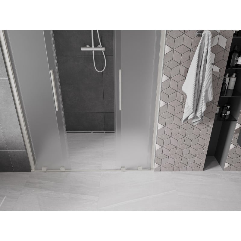 Mexen Velar L Duo drzwi prysznicowe rozsuwane 140 cm, szron, nikiel szczotkowany - 871-140-003-32-97