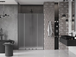 Mexen Velar L Duo drzwi prysznicowe rozsuwane 160 cm, szron, gun metal - 871-160-003-32-95
