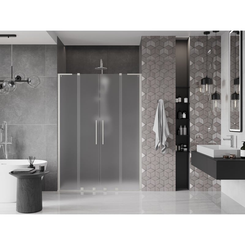 Mexen Velar L Duo portes de douche coulissantes 160 cm, verre dépoli, nickel brossé - 871-160-003-32-97