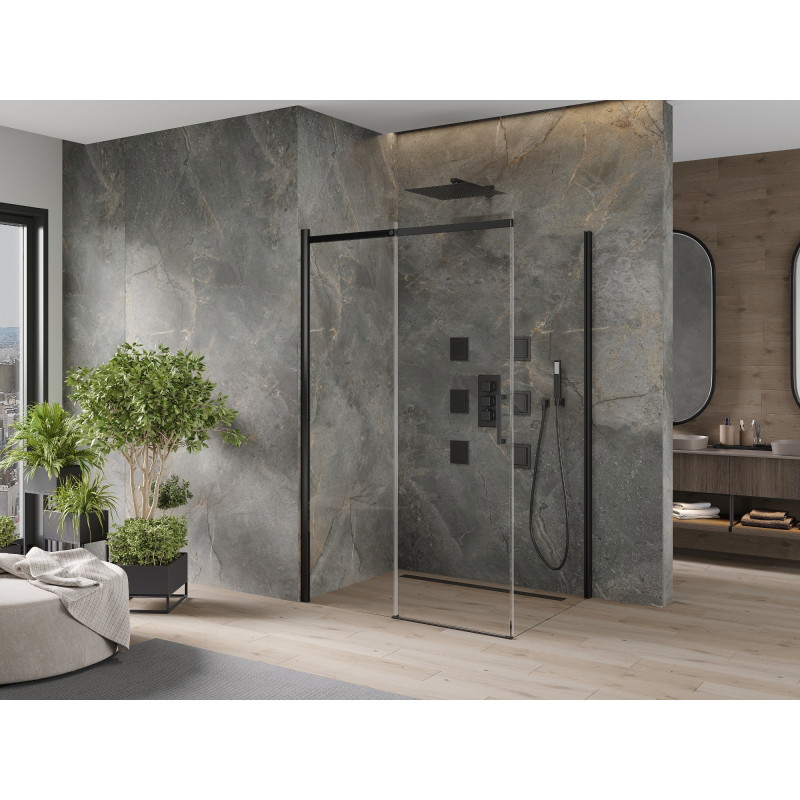 Mexen Omega klizna tuš kabina 120 x 90 cm, prozirna, crna - 825-120-090-70-00