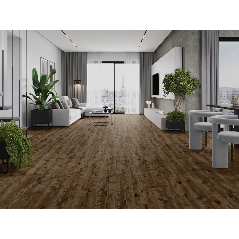 Mexen Orange Beach vzorec vinilnih plošč SPC 6,5 mm, podloga IXPE 1,5 mm, 4 V-Fuga, oreh - F1028-S
