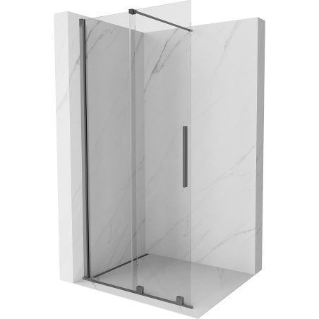 Mexen Velar sliding shower wall Walk-in 110 x 200 cm, transparent 8 mm, gun metal - 871-110-000-03-95