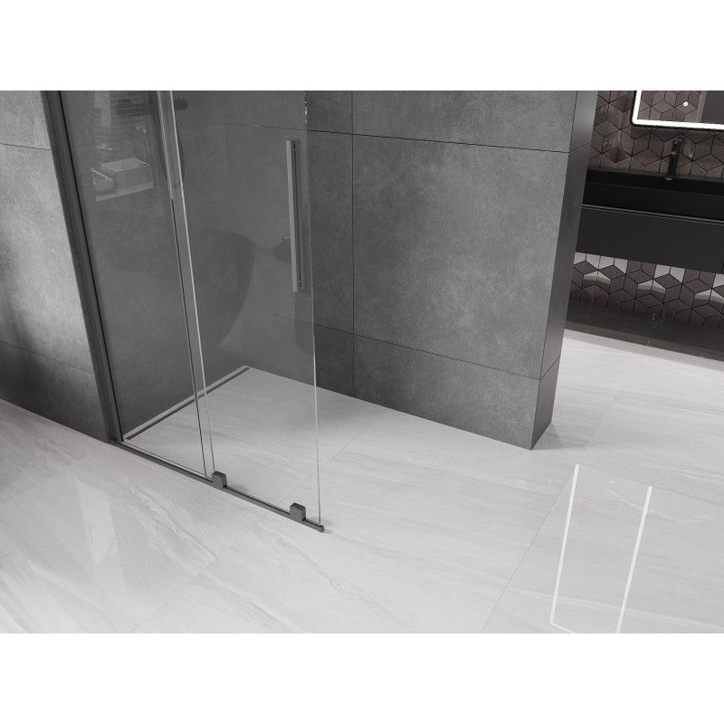 Mexen Velar Schiebbare Duschwand Walk-in 90 x 200 cm, transparent 8 mm, Gun Metal - 871-090-000-03-95