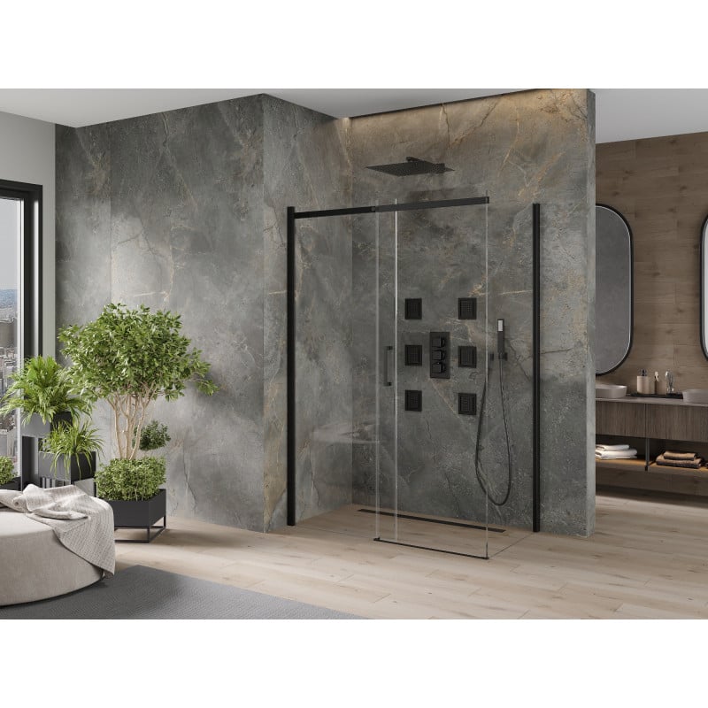 Mexen Omega kabina prysznicowa rozsuwana 130 x 70 cm, transparent, czarna - 825-130-070-70-00
