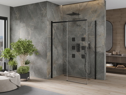 Mexen Omega drsna tuš kabina 130 x 70 cm, prozorna, črna - 825-130-070-70-00