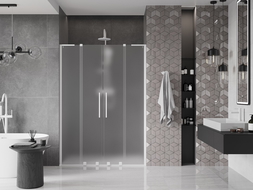 Mexen Velar L Duo porta doccia scorrevole 140 cm, ghiacciato, bianco - 871-140-003-32-20