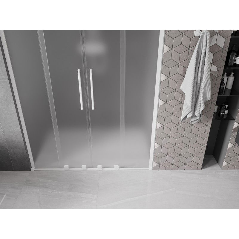 Mexen Velar L Duo portes de douche coulissantes 150 cm, givré, blanc - 871-150-003-32-20